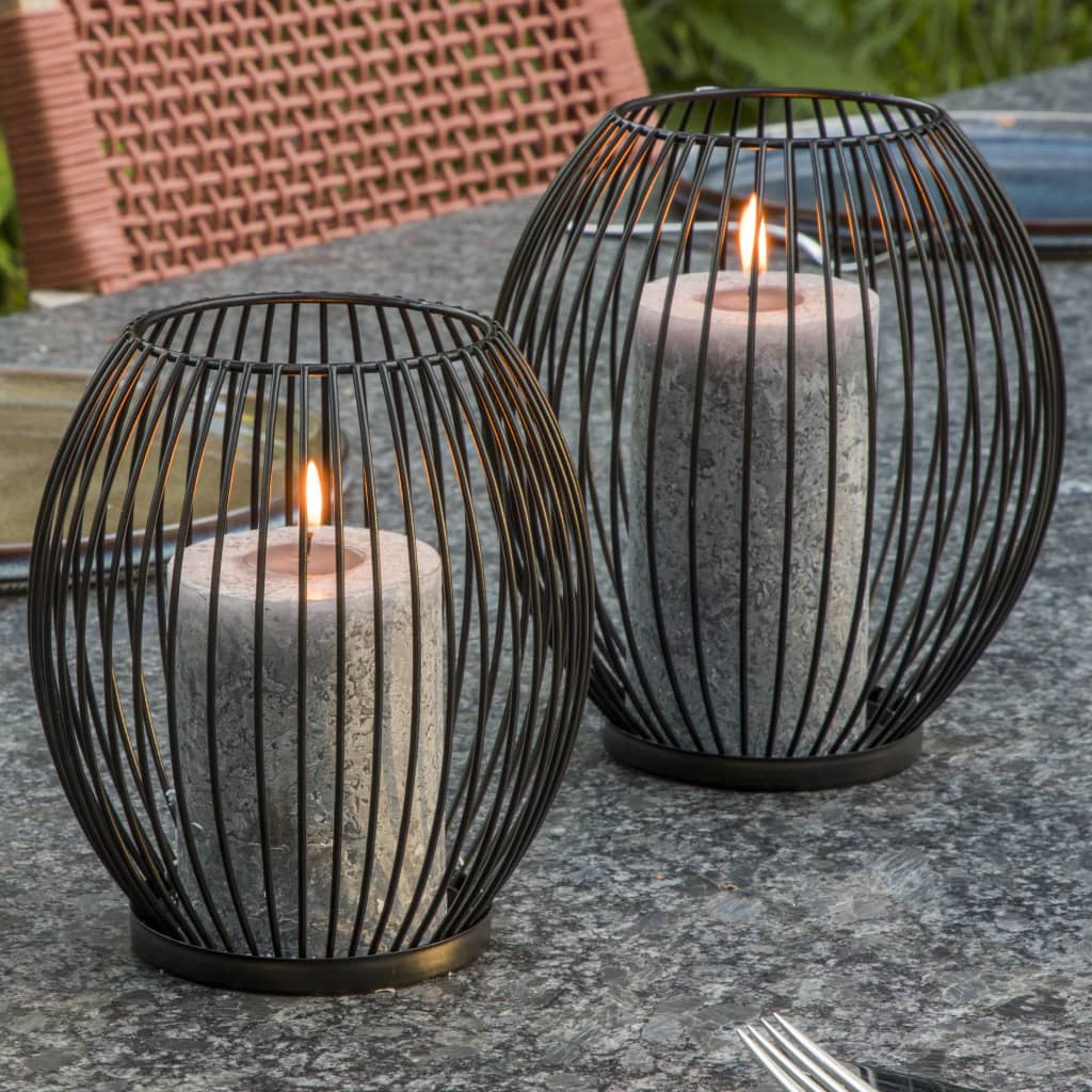 2 Pieces Candle Holder Set Black