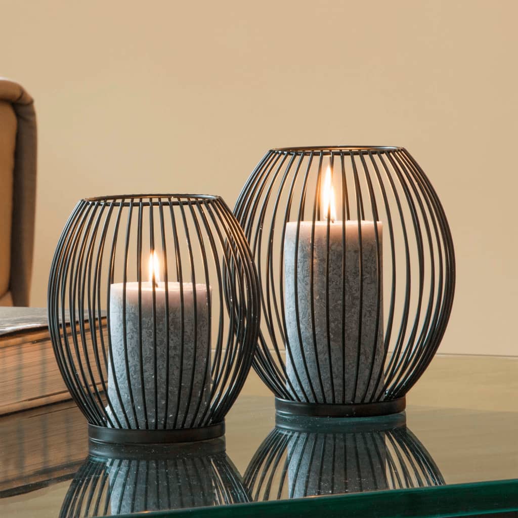 2 Pieces Candle Holder Set Black