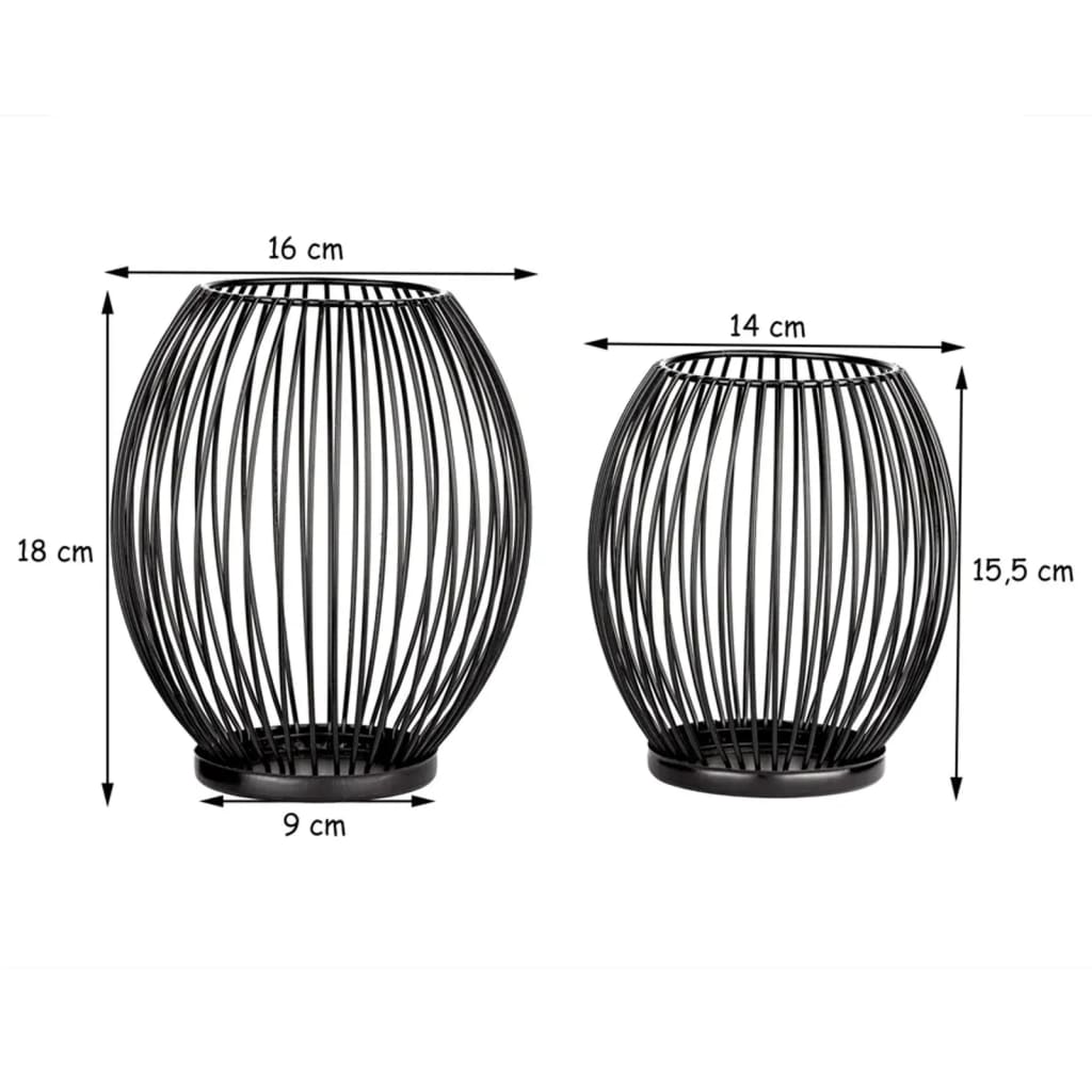 2 Pieces Candle Holder Set Black