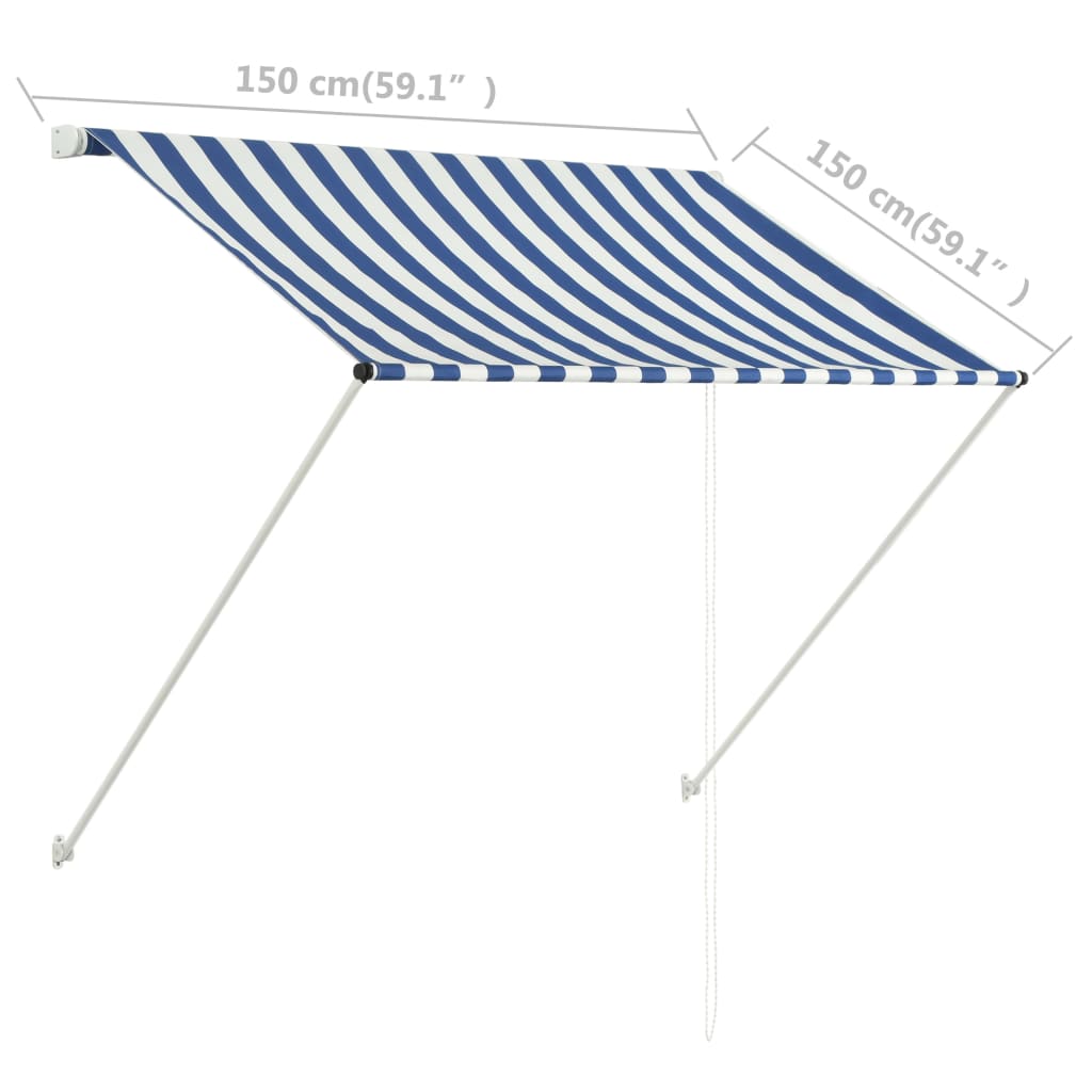 Retractable Awning 150x150 cm Blue and White