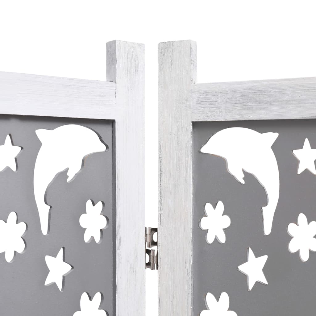 5-Panel Room Divider Grey 175x165 cm Solid Wood