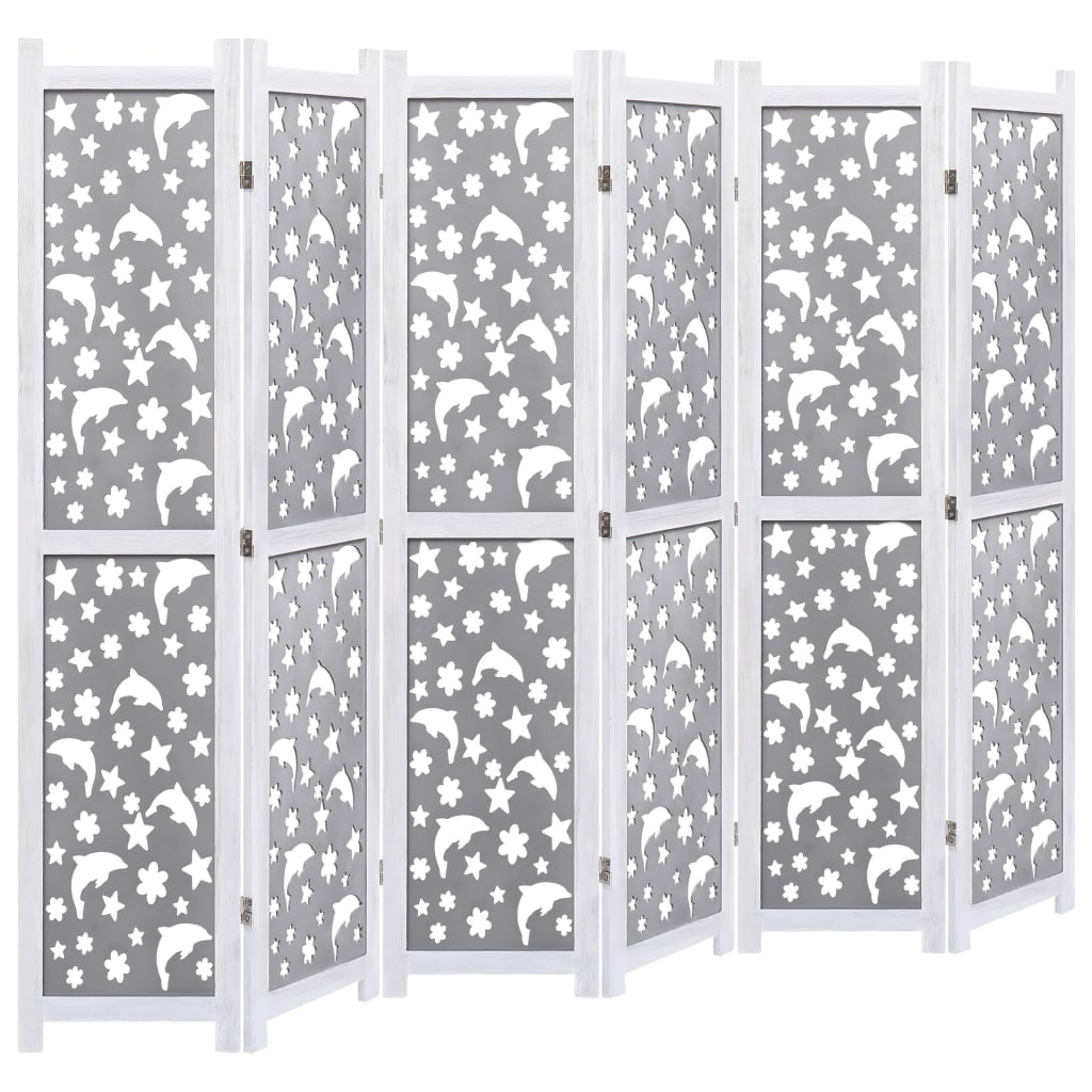 6-Panel Room Divider Grey 210x165 cm Solid Wood
