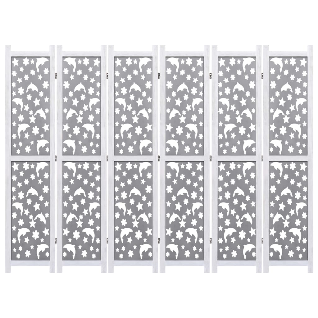 6-Panel Room Divider Grey 210x165 cm Solid Wood