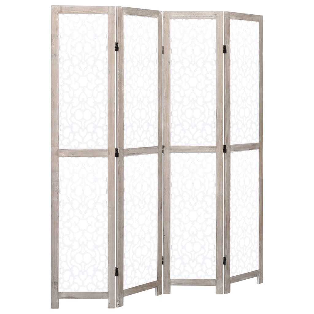 4-Panel Room Divider White 140x165 cm Solid Wood
