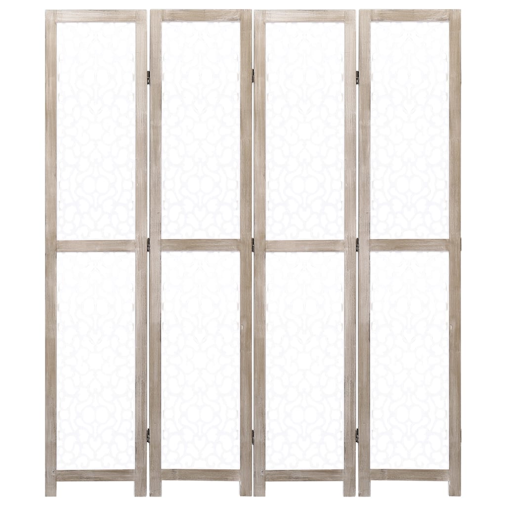 4-Panel Room Divider White 140x165 cm Solid Wood