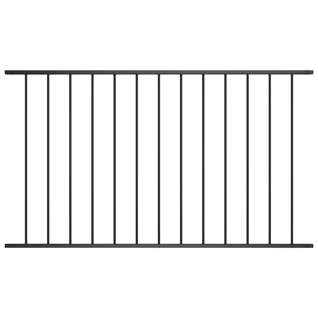 Fence Panel Powder-coated Steel 1.7x1.25 m Black