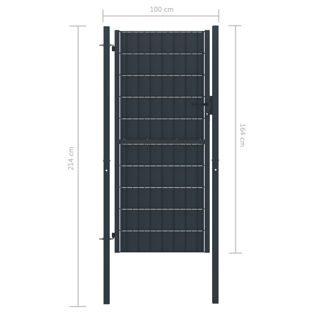 Fence Gate PVC and Steel 100x164 cm Anthracite