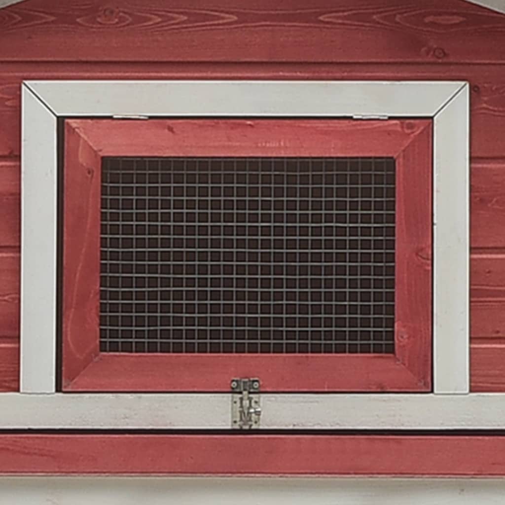 Rabbit Hutch Red 310x70x87 cm Solid Pine & Fir Wood