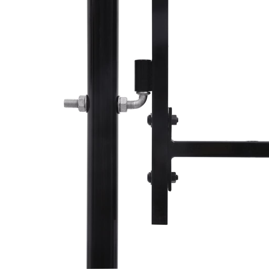 Fence Gate Single Door with Spike Top Steel 1x2 m Black