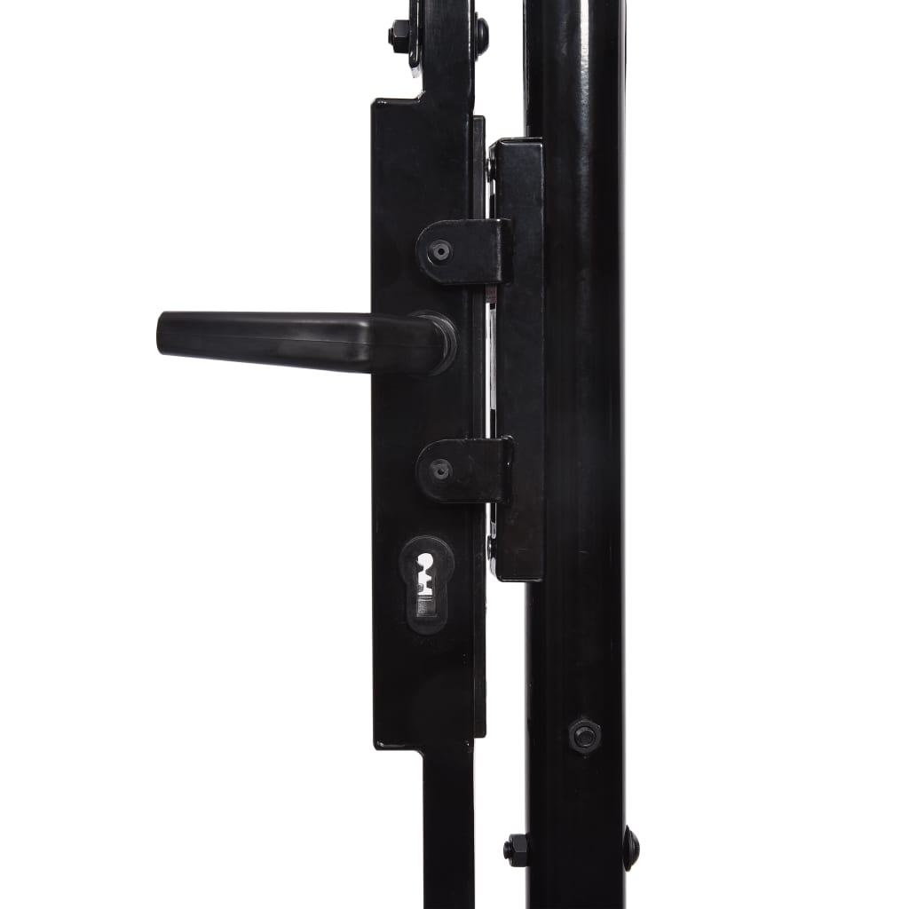 Fence Gate Single Door with Spike Top Steel 1x2 m Black