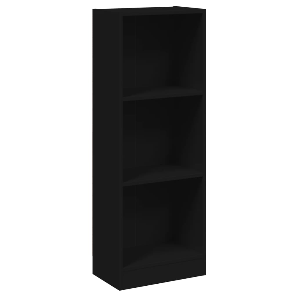 3-Tier Book Cabinet Black 40x24x109 cm Engineered Wood