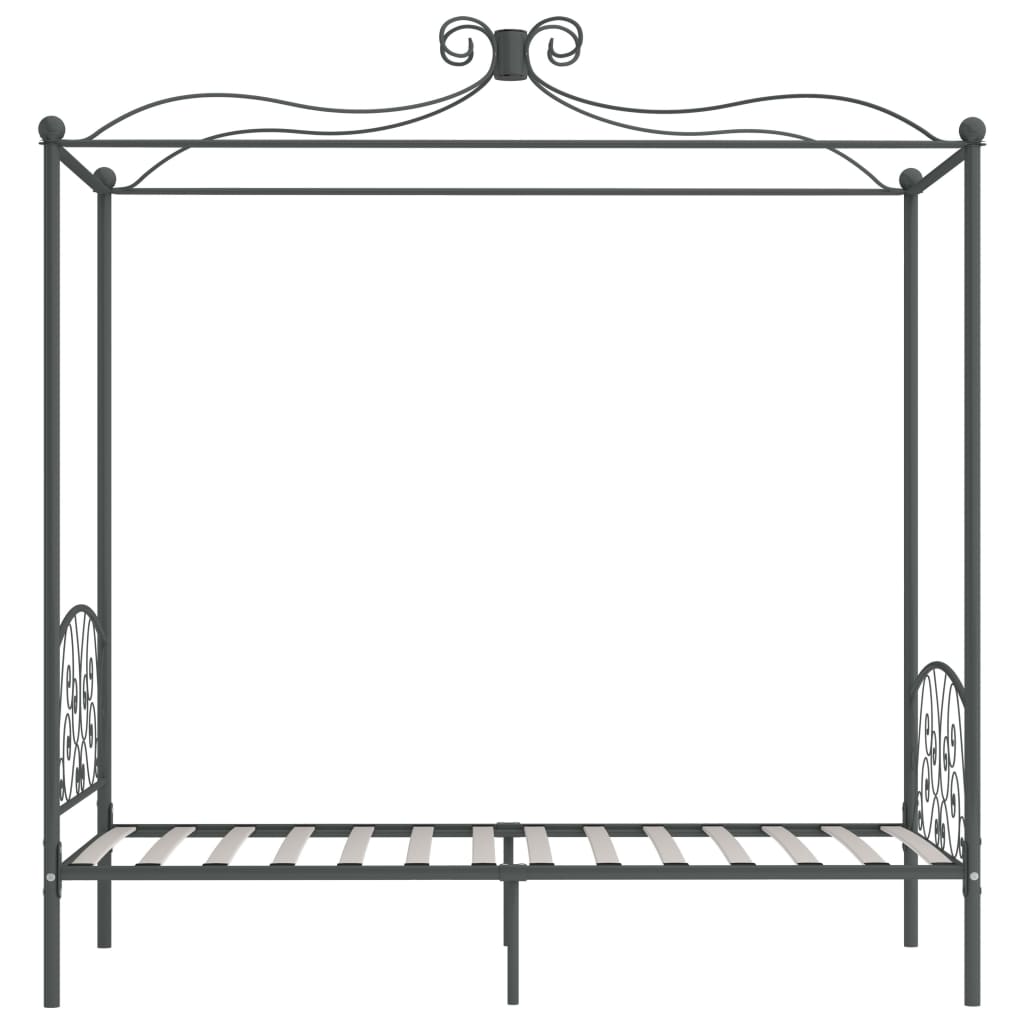 284481 vidaXL Canopy Bed Frame without Mattress Grey Metal 100x200 cm