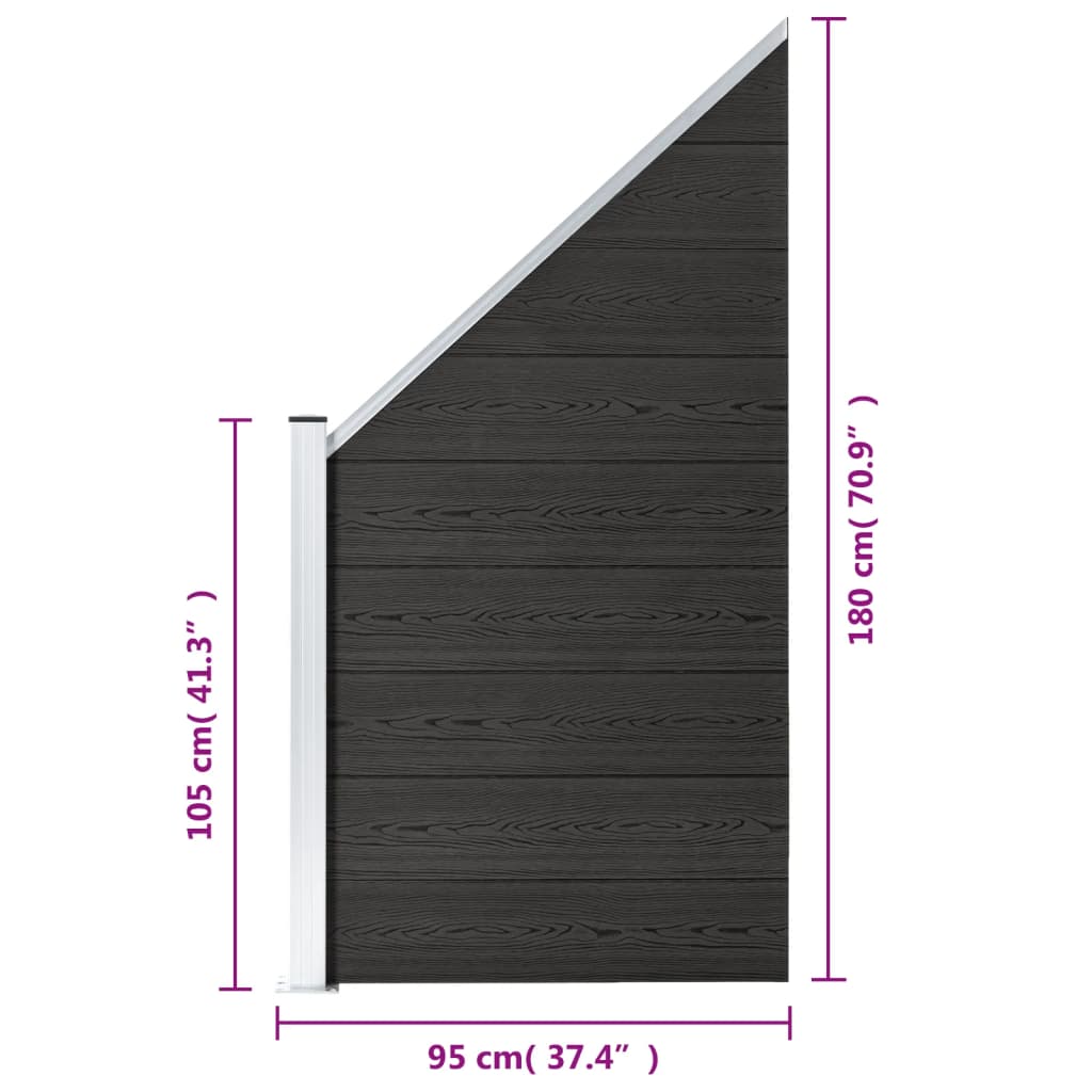 Fence Panel WPC 95x(105-180) cm Grey
