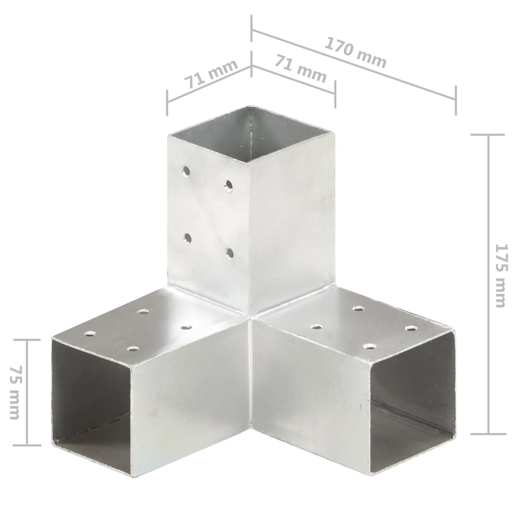 Post Connector Y Shape Galvanised Metal 71x71 mm