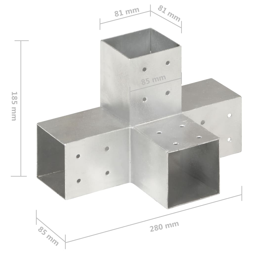Post Connector X Shape Galvanised Metal 81x81 mm