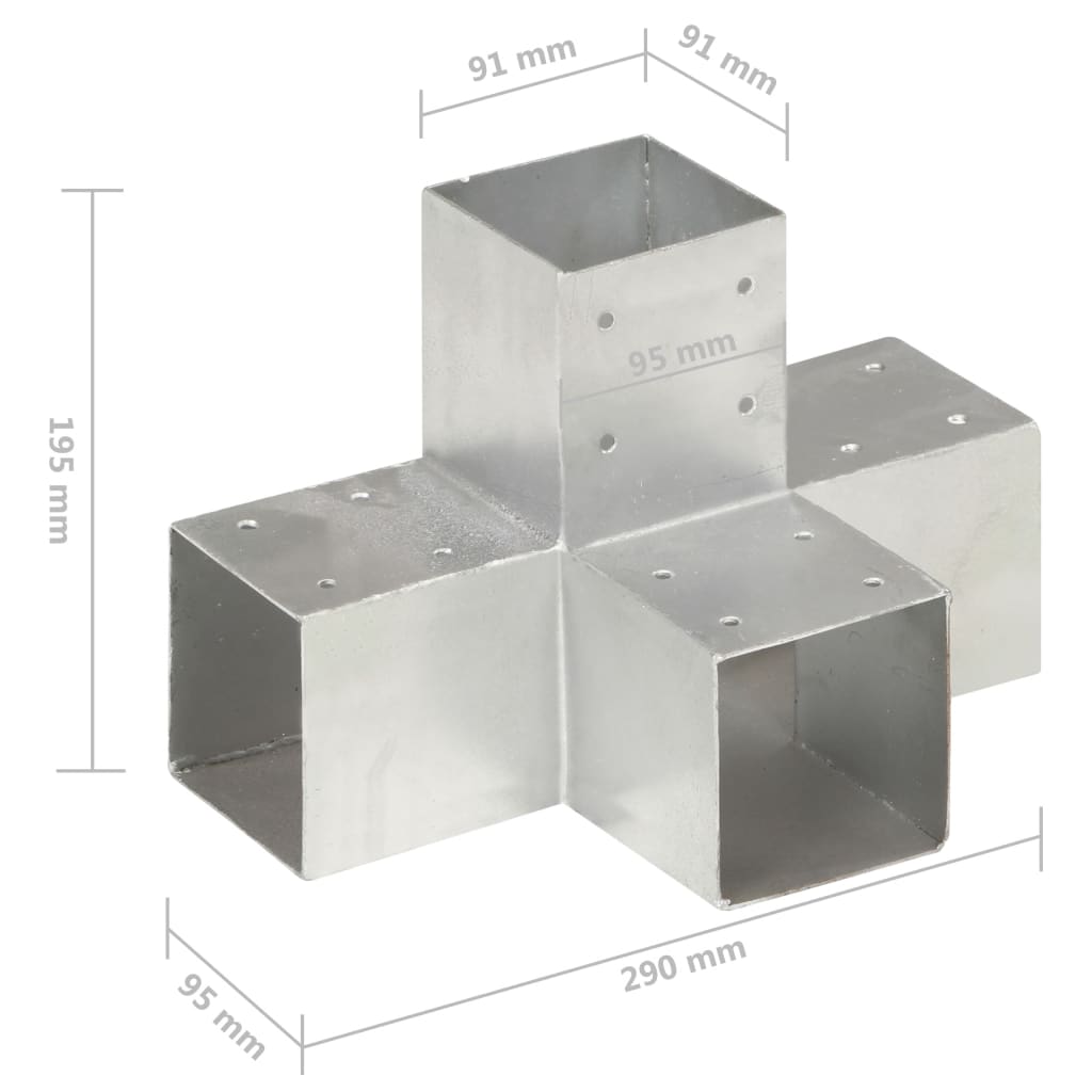 Post Connector X Shape Galvanised Metal 91x91 mm