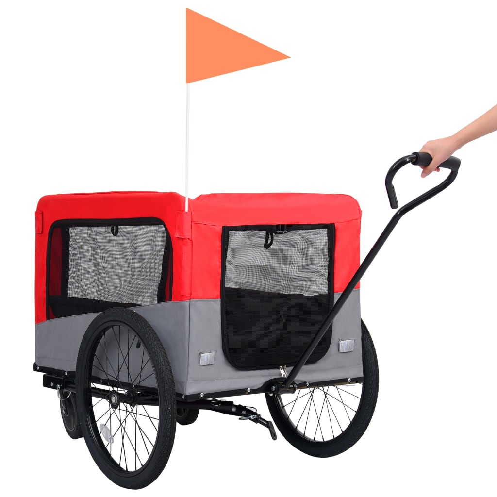2-in-1 Pet Bike Trailer & Jogging Stroller Red and Grey