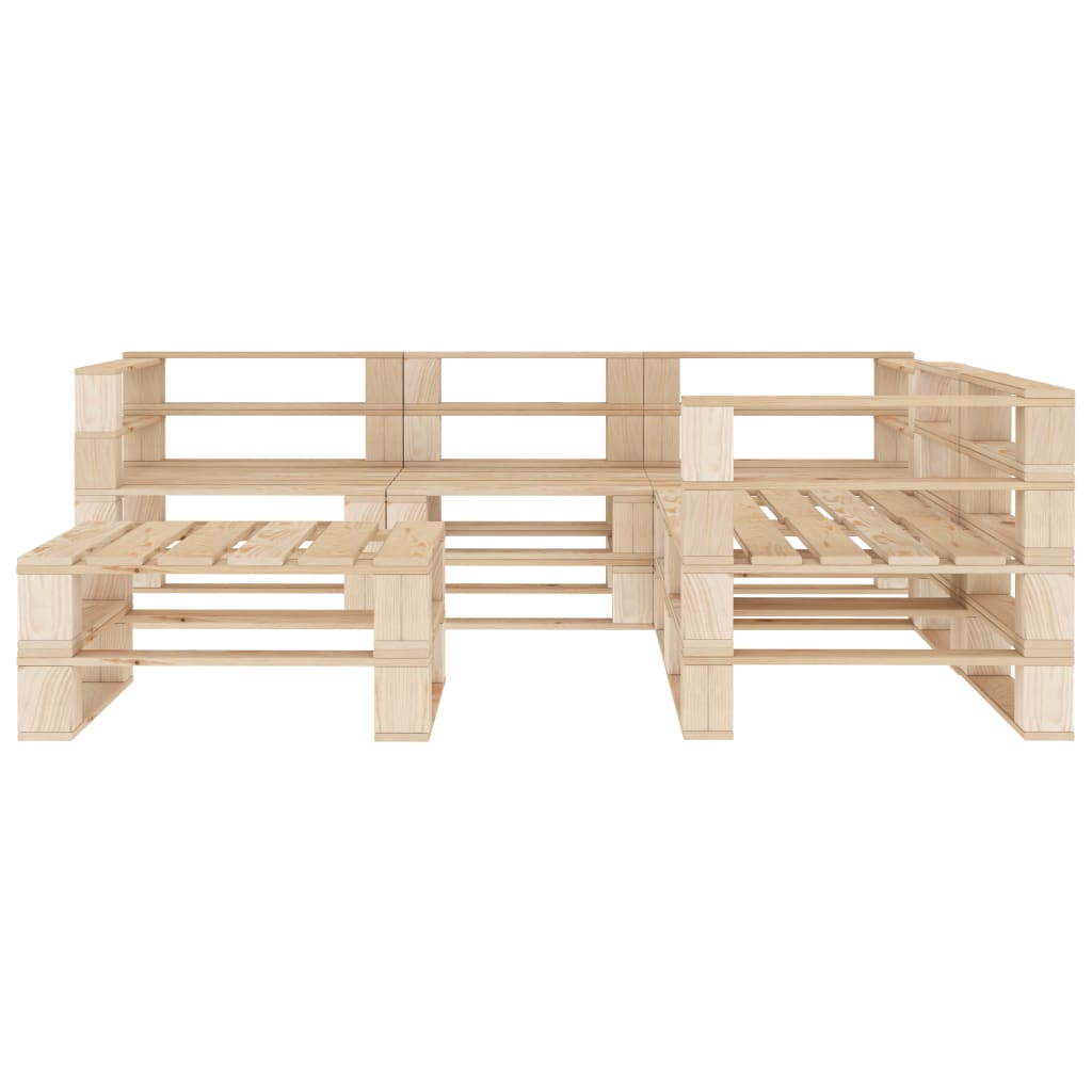 6 Piece Garden Pallets Lounge Set Wood