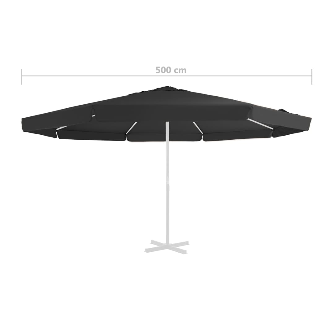 Replacement Fabric for Outdoor Parasol Black 515 cm