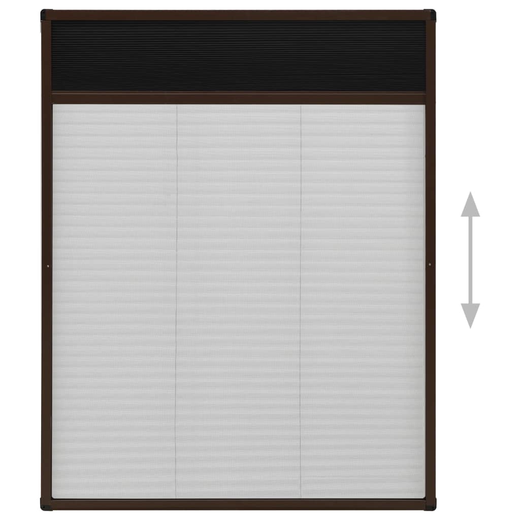 Plisse Insect Screen for Windows Aluminium Brown 60x80 cm