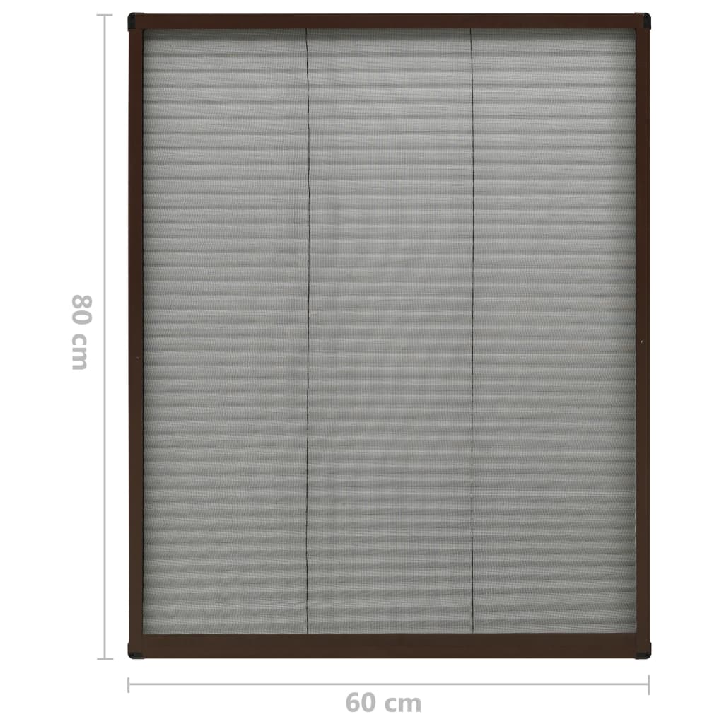 Plisse Insect Screen for Windows Aluminium Brown 60x80 cm