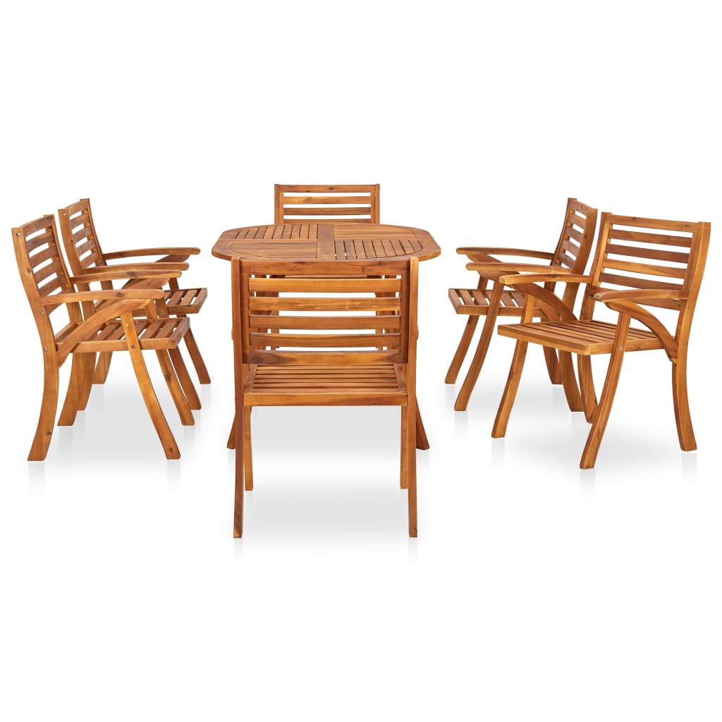 7 Piece Garden Dining Set 150x90 cm Solid Acacia Wood