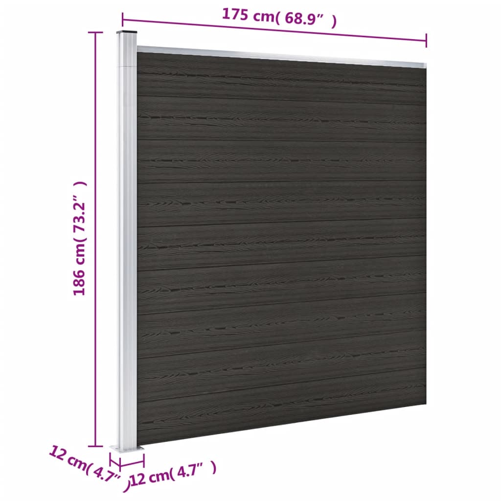 Fence Panel WPC 175x186 cm Black