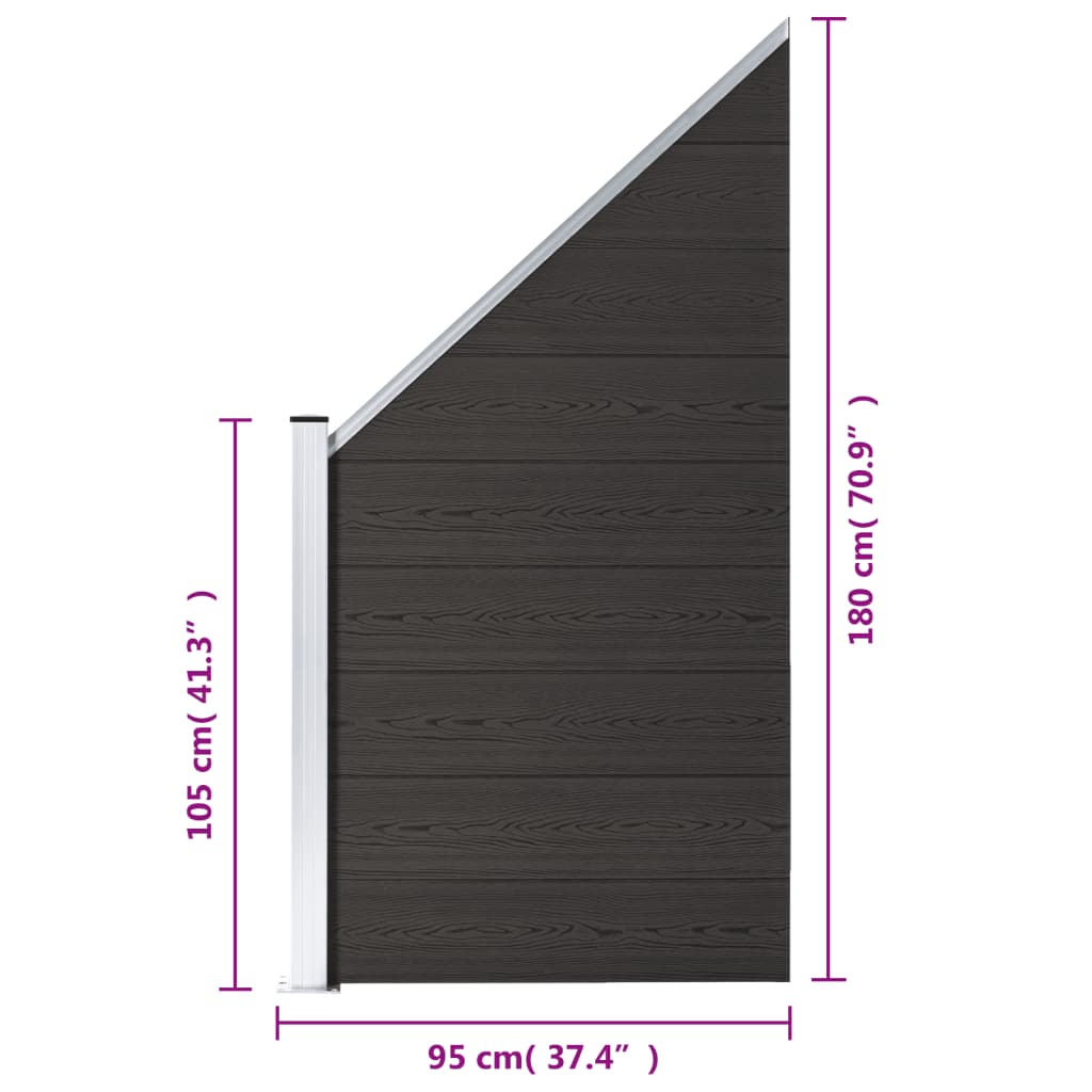 Fence Panel WPC 95x(105-180) cm Black