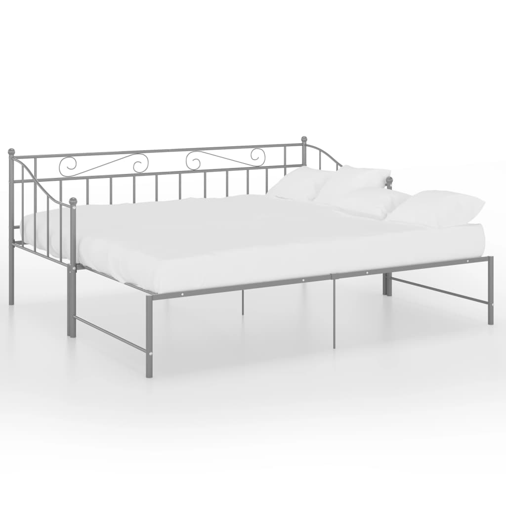 Pull-out Sofa Bed Frame without Mattress Grey Metal 90x200 cm