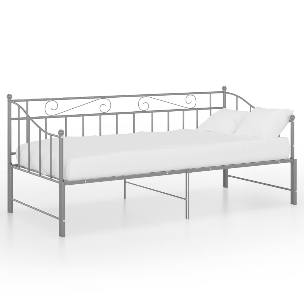 Pull-out Sofa Bed Frame without Mattress Grey Metal 90x200 cm