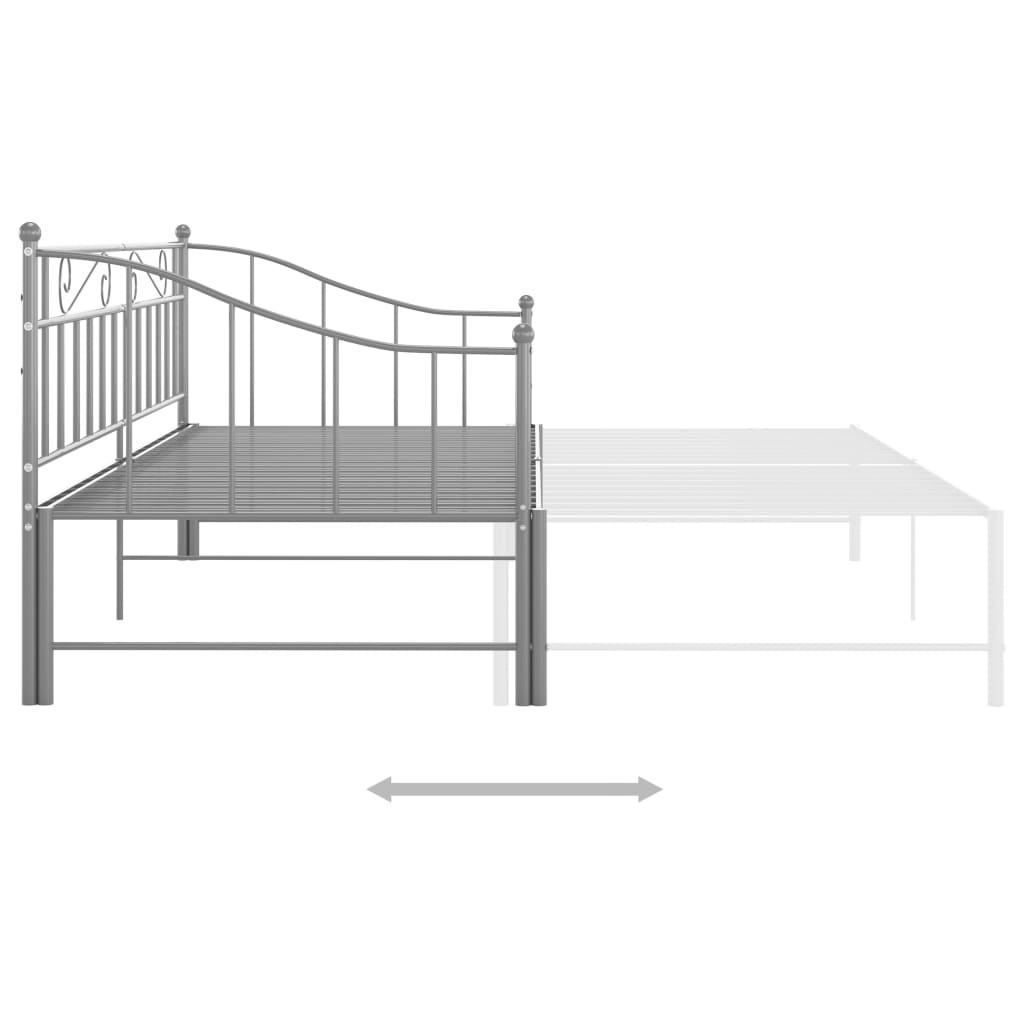 Pull-out Sofa Bed Frame without Mattress Grey Metal 90x200 cm
