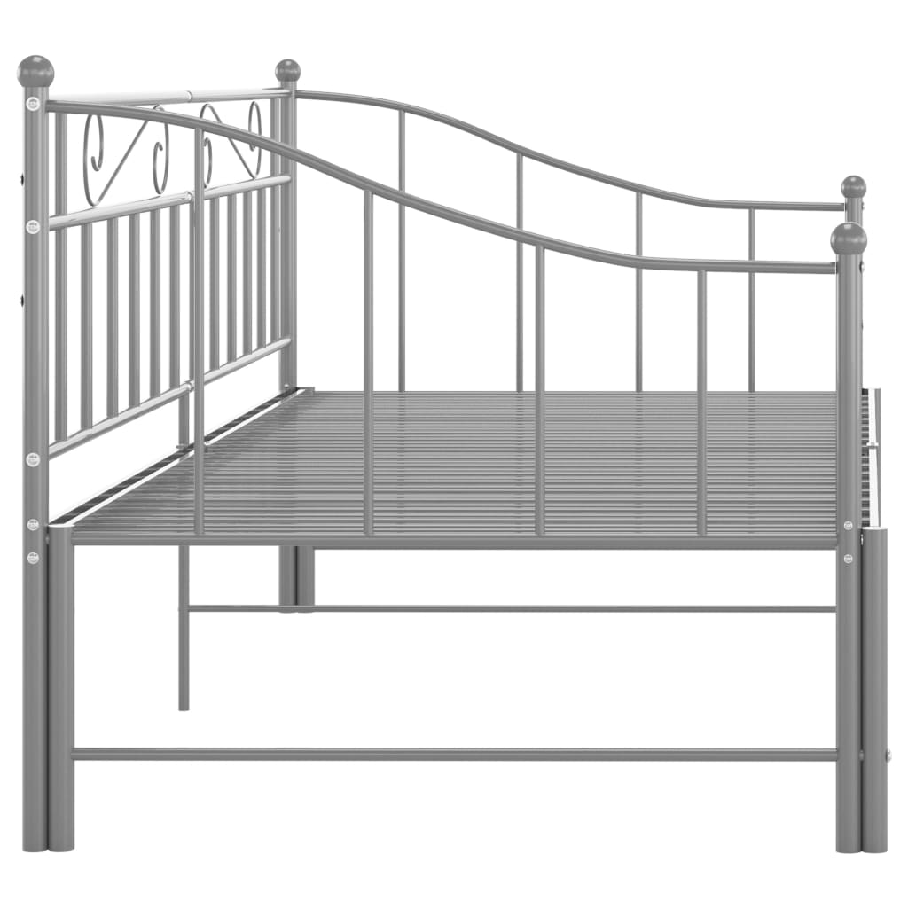 Pull-out Sofa Bed Frame without Mattress Grey Metal 90x200 cm