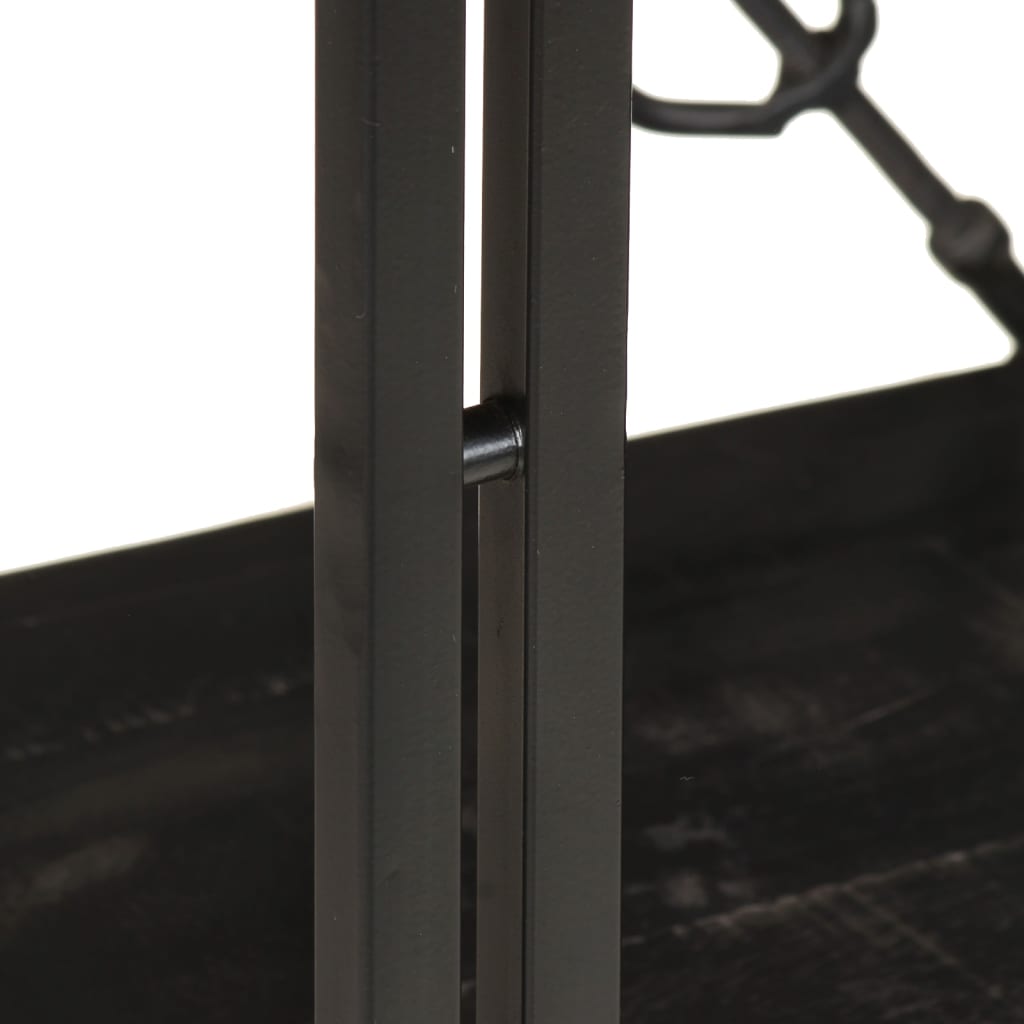 3-Tier Bookcase Black 90x30x80 cm Solid Mango Wood