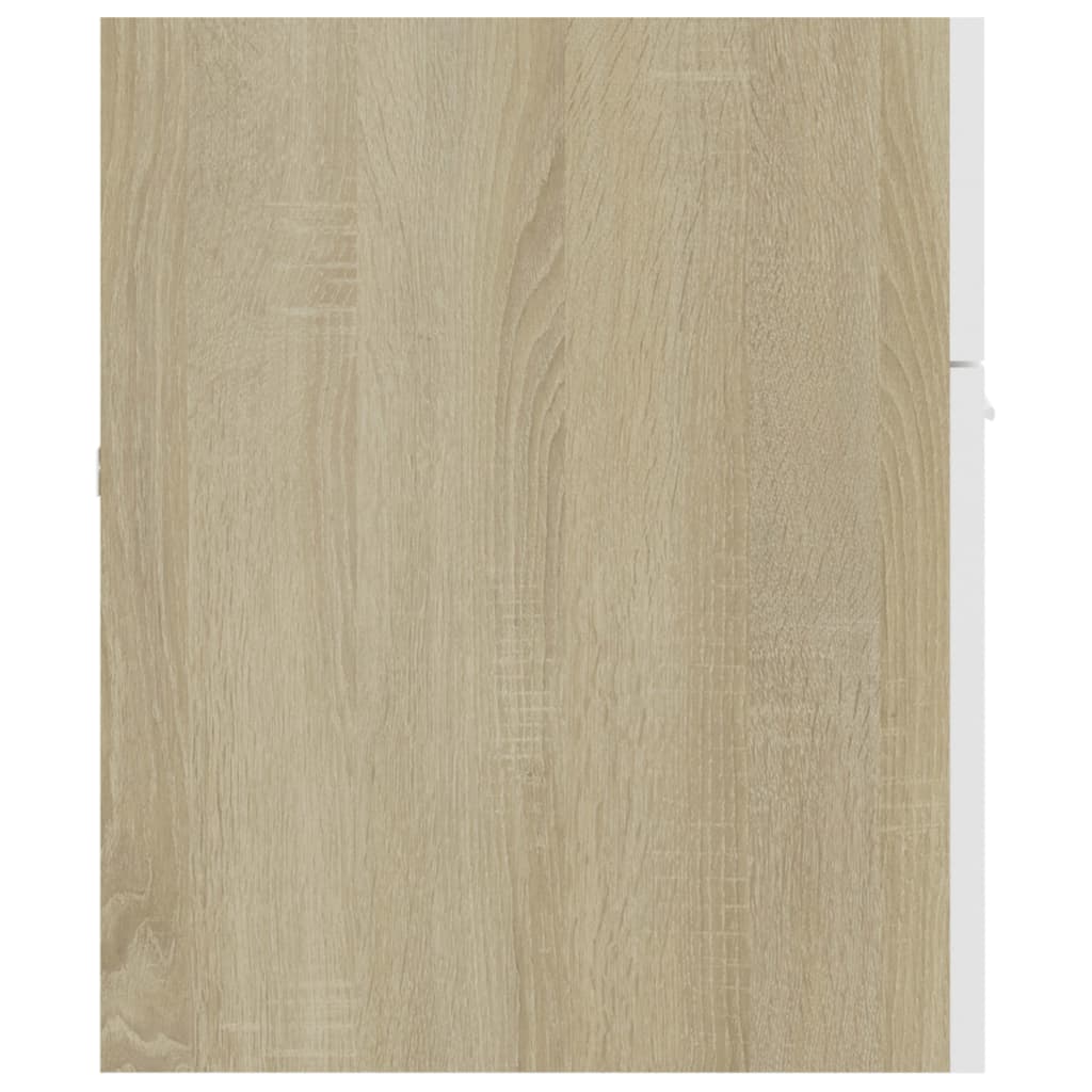 Sink Cabinet White and Sonoma Oak 100x38.5x46 cm Engineered Wood