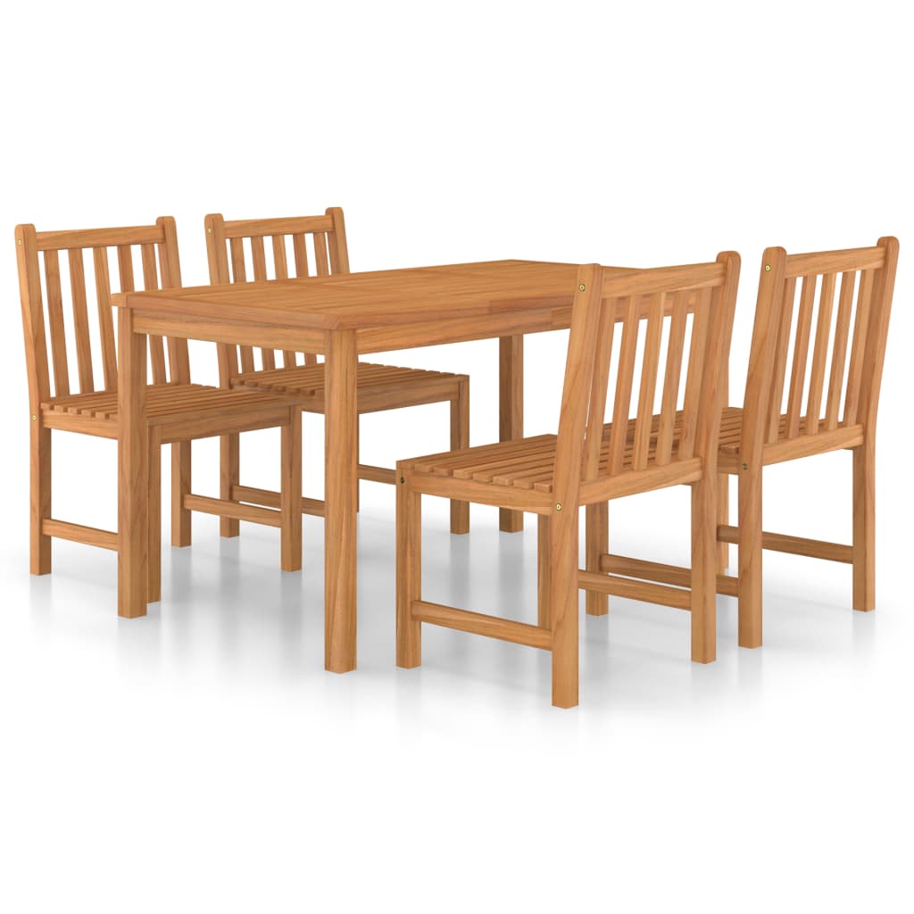 5 Piece Garden Dining Set 140x80 cm Solid Teak Wood