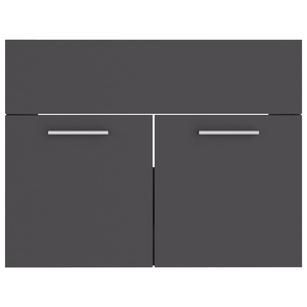 2 Piece Bathroom Furniture Set Grey Engineered Wood