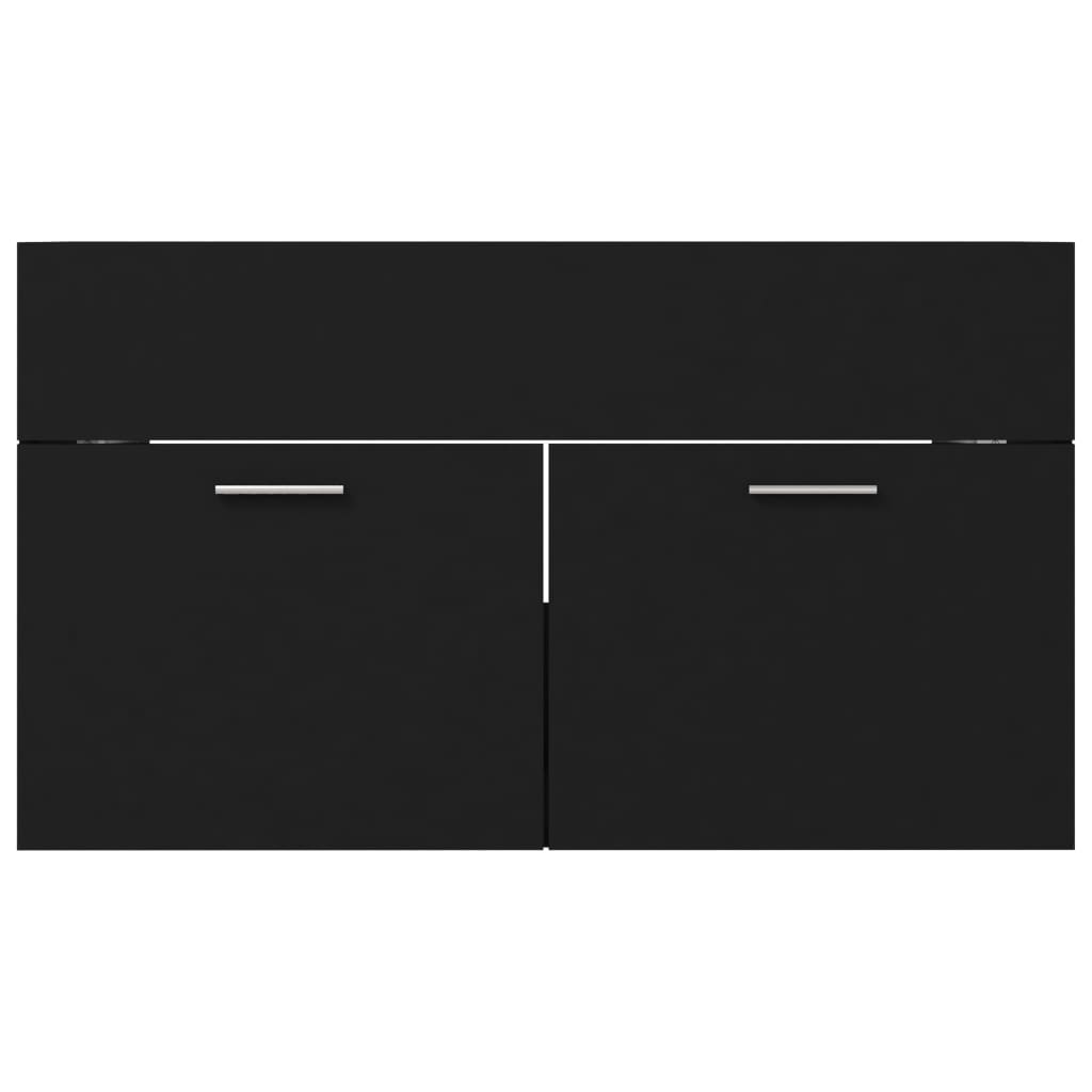 2 Piece Bathroom Furniture Set Black Engineered Wood