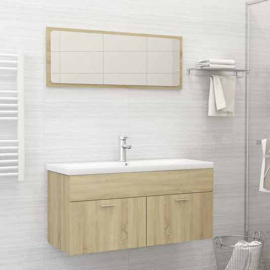 2 Piece Bathroom Furniture Set Sonoma Oak Engineered Wood