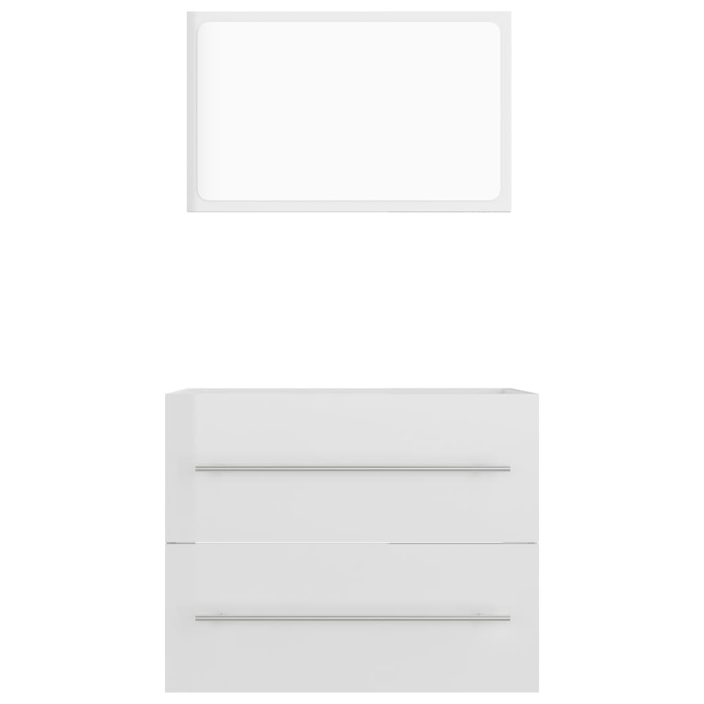 2 Piece Bathroom Furniture Set High Gloss White Engineered Wood