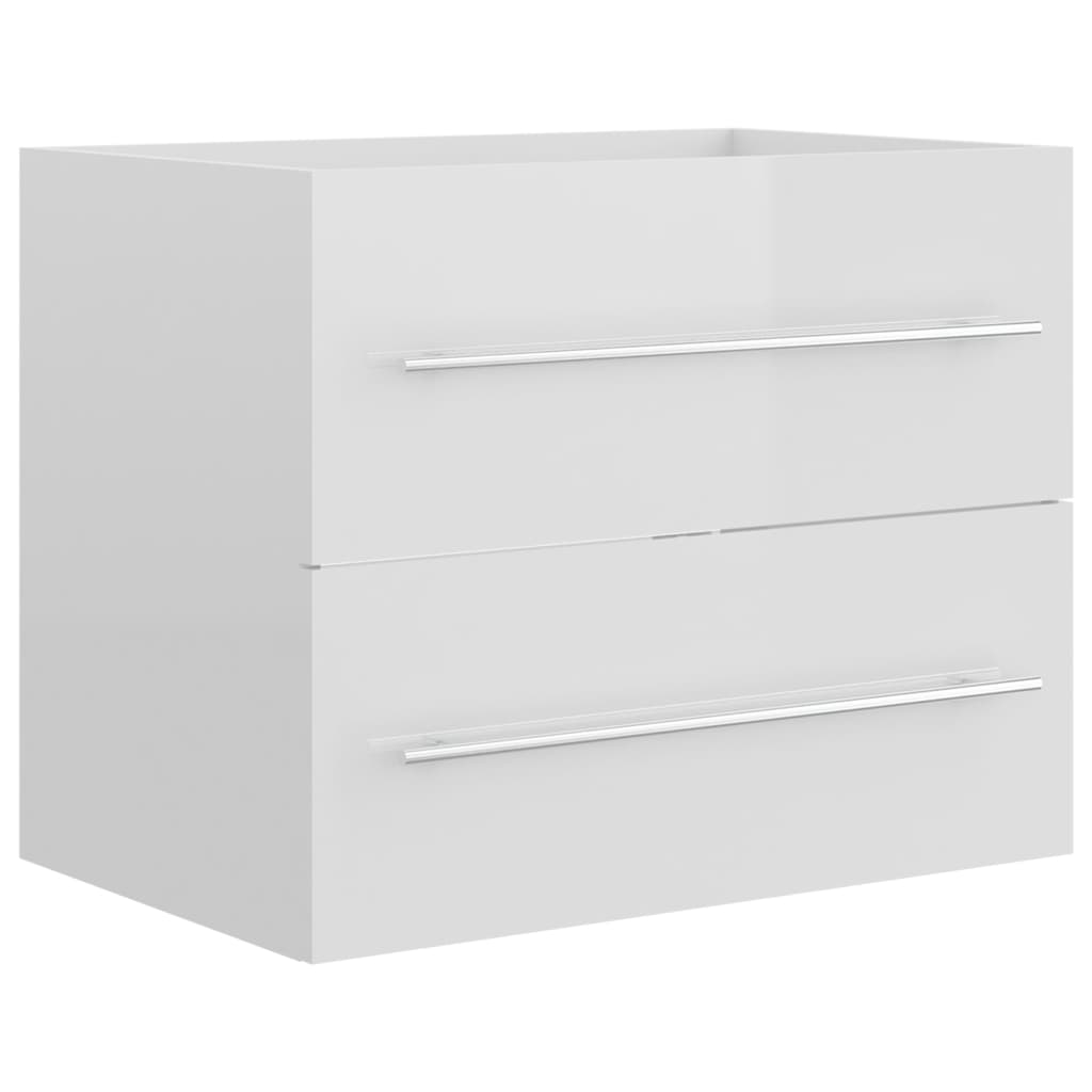 2 Piece Bathroom Furniture Set High Gloss White Engineered Wood