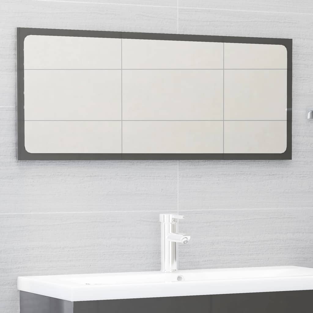 2 Piece Bathroom Furniture Set High Gloss Grey Engineered Wood