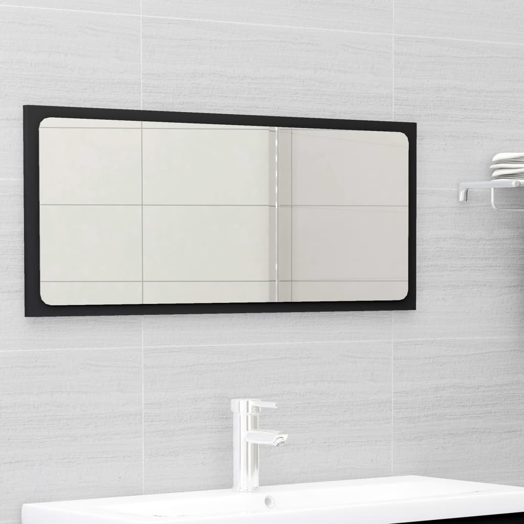 2 Piece Bathroom Furniture Set Black Engineered Wood