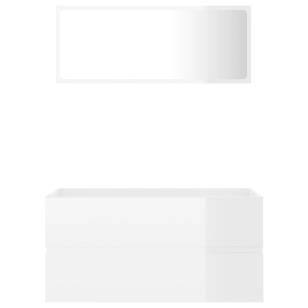 2 Piece Bathroom Furniture Set High Gloss White Engineered Wood