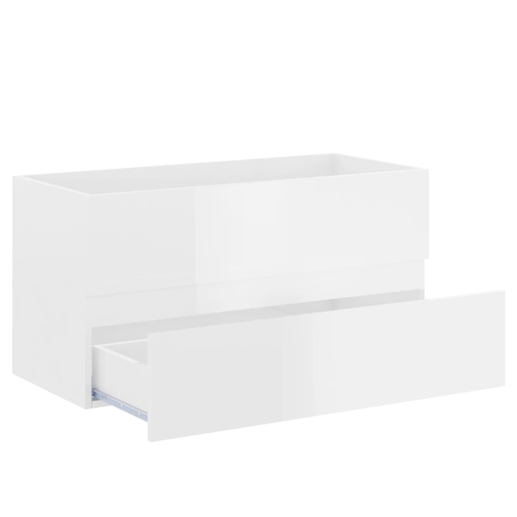 2 Piece Bathroom Furniture Set High Gloss White Engineered Wood