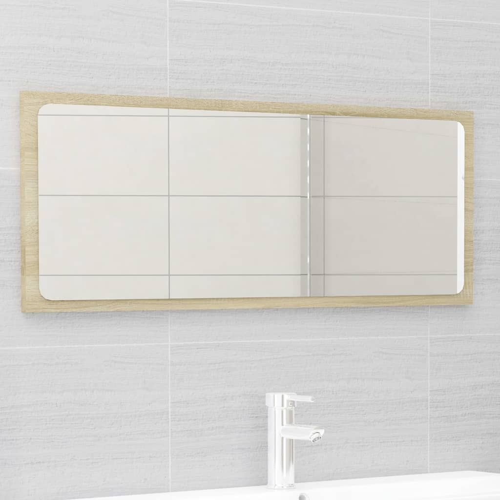 2 Piece Bathroom Furniture Set White and Sonoma Oak Engineered Wood