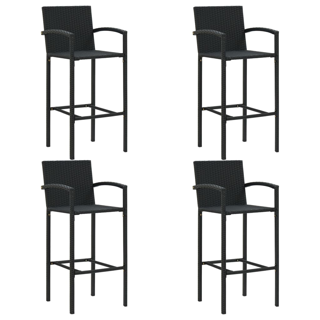 5 Piece Garden Bar Set Poly Rattan Black