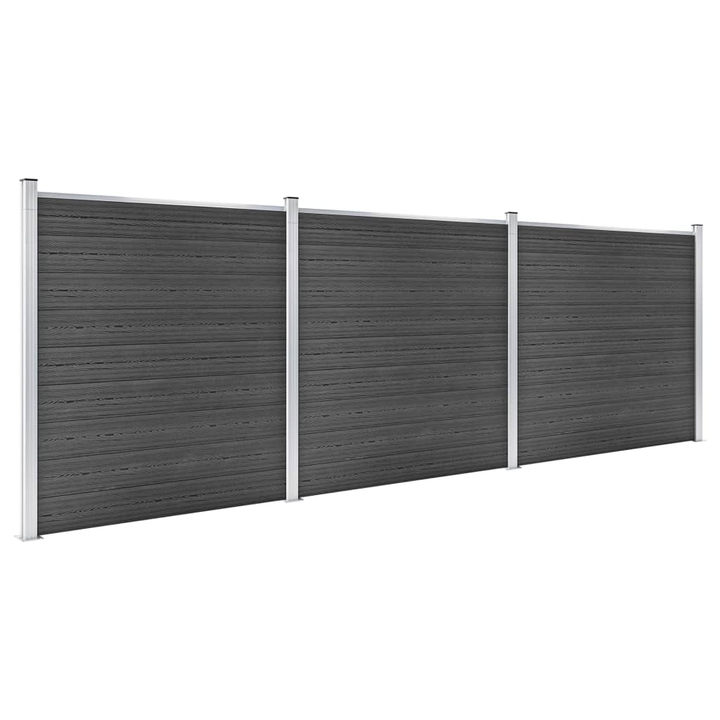 Fence Panel Set WPC 526x186 cm Black
