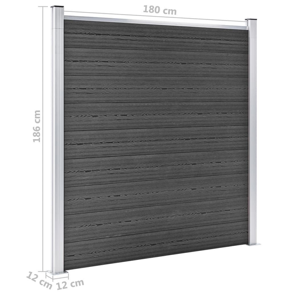 Fence Panel Set WPC 526x186 cm Black