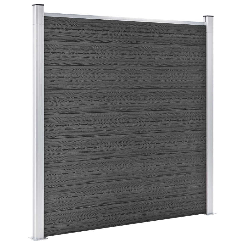 Fence Panel Set WPC 526x186 cm Black