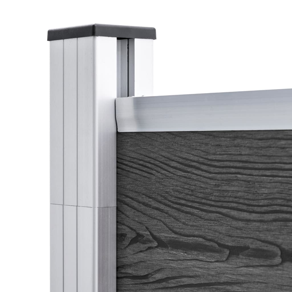 Fence Panel Set WPC 526x186 cm Black